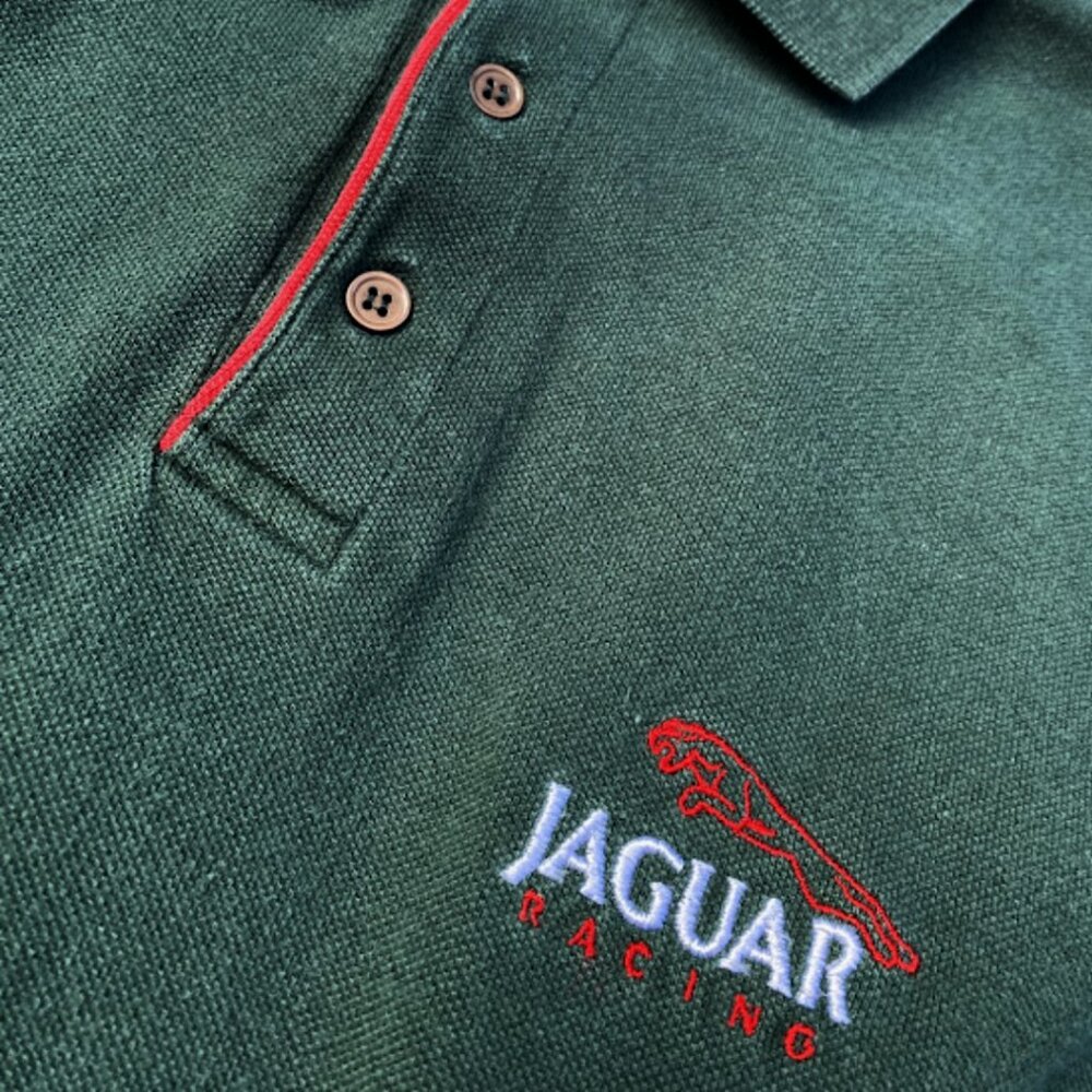 Vintage 90s Jaguar Racing Polo Formula 1 Car Red Green - Picture 4 of 6